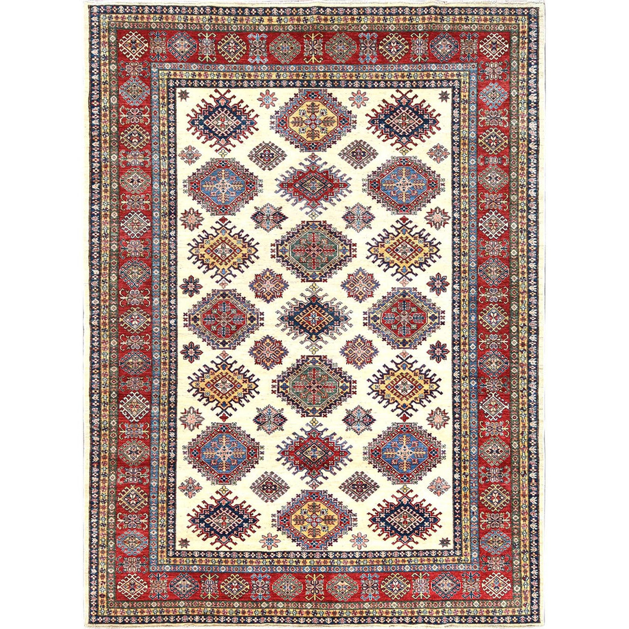 Ivory 8'8" x 11'10" Kazak Hand knotted Wool Rug - Sku: O061652