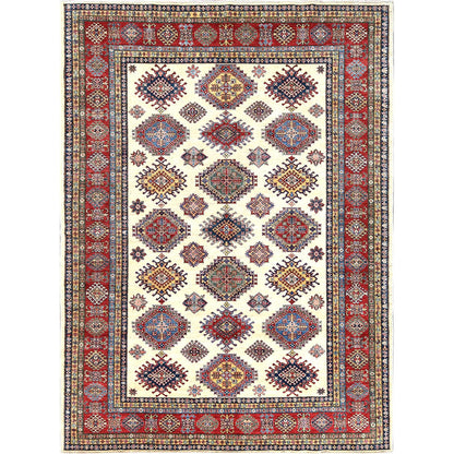 Kazak Wool Hand Knotted Rug Ivory Red 8.8X11.10 -O061652