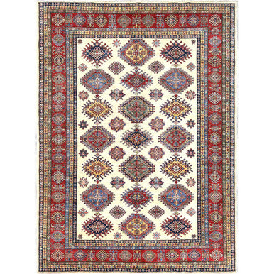 Kazak Wool Hand Knotted Rug Ivory Red 8.8X11.10 -O061652
