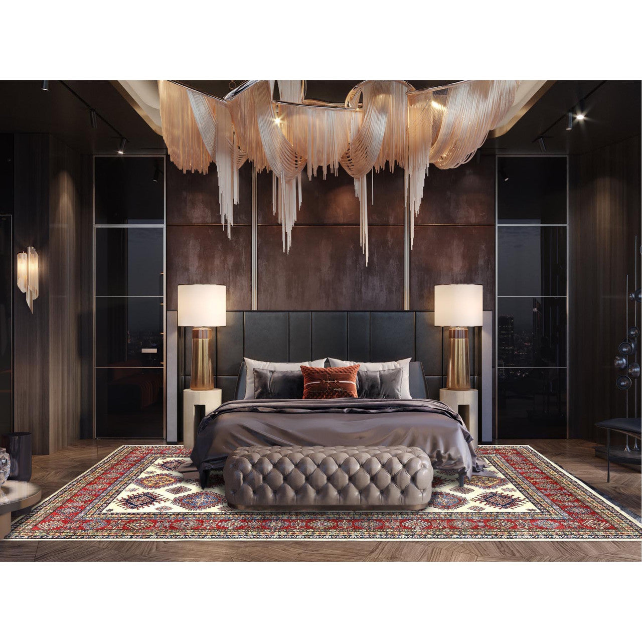 Ivory 8'8" x 11'10" Kazak Hand knotted Wool Rug - Sku: O061652