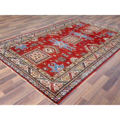 Kazak Wool Hand Knotted Rug Red Ivory 6.0X9.0 -O061657