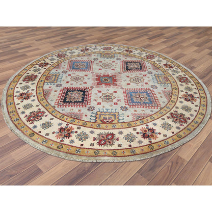 Kazak Wool Hand Knotted Rug Ivory Ivory 7.9X8.0 -O061697