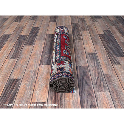 Kazak Wool Hand Knotted Rug Red 2.8x8.3 -O0616