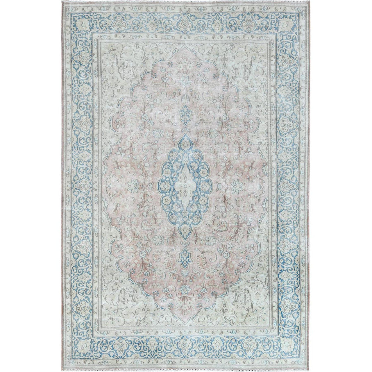 Red 7'0" x 10'4" Overdyed & Vintage Worn Hand knotted Wool Rug - Sku: O061719