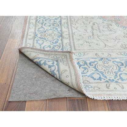 Overdyed & Vintage Worn Wool Hand Knotted Rug Red Blue 7.0X10.4 -O061719
