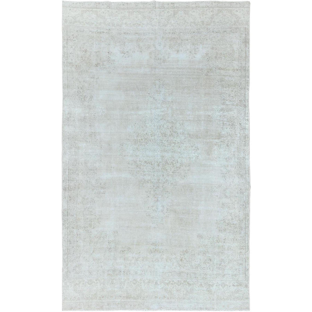 Beige 7'6" x 12'10" Overdyed & Vintage Worn Hand knotted Wool Rug - Sku: O061724