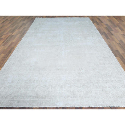 Overdyed & Vintage Worn Wool Hand Knotted Rug Beige Beige 7.6X12.10 -O061724