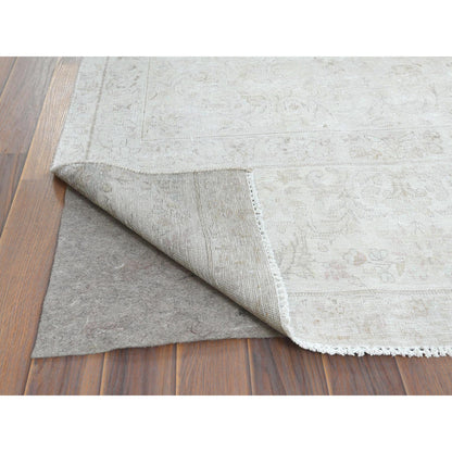 Overdyed & Vintage Worn Wool Hand Knotted Rug Beige Beige 7.6X12.10 -O061724