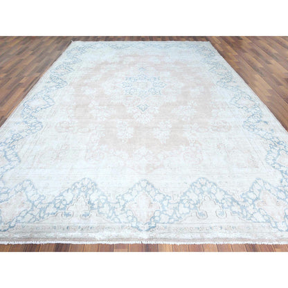 Overdyed & Vintage Worn Wool Hand Knotted Rug Brown Almond Brown 10.1X14.2 -O061725