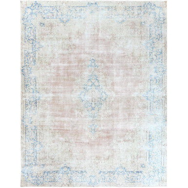 Overdyed & Vintage Worn Wool Hand Knotted Rug Red Blue 9.8X12.9 -O061728