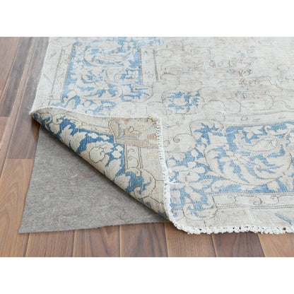 Overdyed & Vintage Worn Wool Hand Knotted Rug Red Blue 9.8X12.9 -O061728