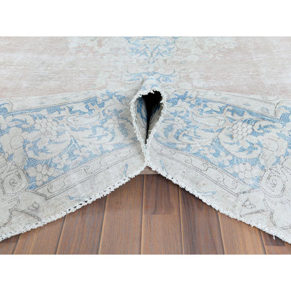 Overdyed & Vintage Worn Wool Hand Knotted Rug Red Blue 9.8X12.9 -O061728