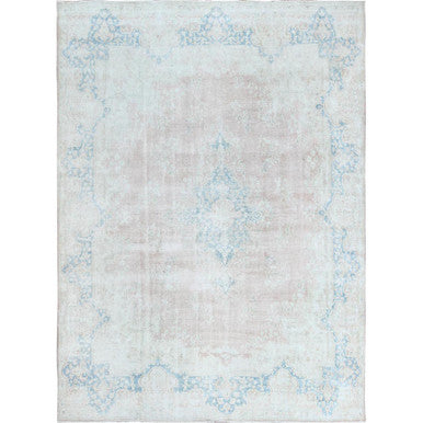 Overdyed & Vintage Worn Wool Hand Knotted Rug Pink Soft Pink 9.9X13.3 -O061735