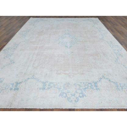 Overdyed & Vintage Worn Wool Hand Knotted Rug Pink Soft Pink 9.9X13.3 -O061735