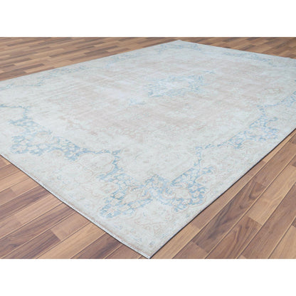 Overdyed & Vintage Worn Wool Hand Knotted Rug Pink Soft Pink 9.9X13.3 -O061735