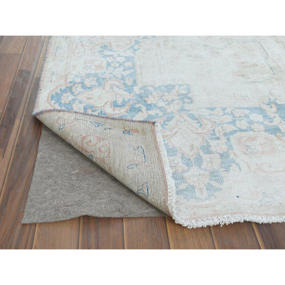 Overdyed & Vintage Worn Wool Hand Knotted Rug Pink Soft Pink 9.9X13.3 -O061735