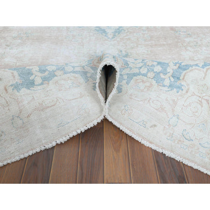 Overdyed & Vintage Worn Wool Hand Knotted Rug Pink Soft Pink 9.9X13.3 -O061735