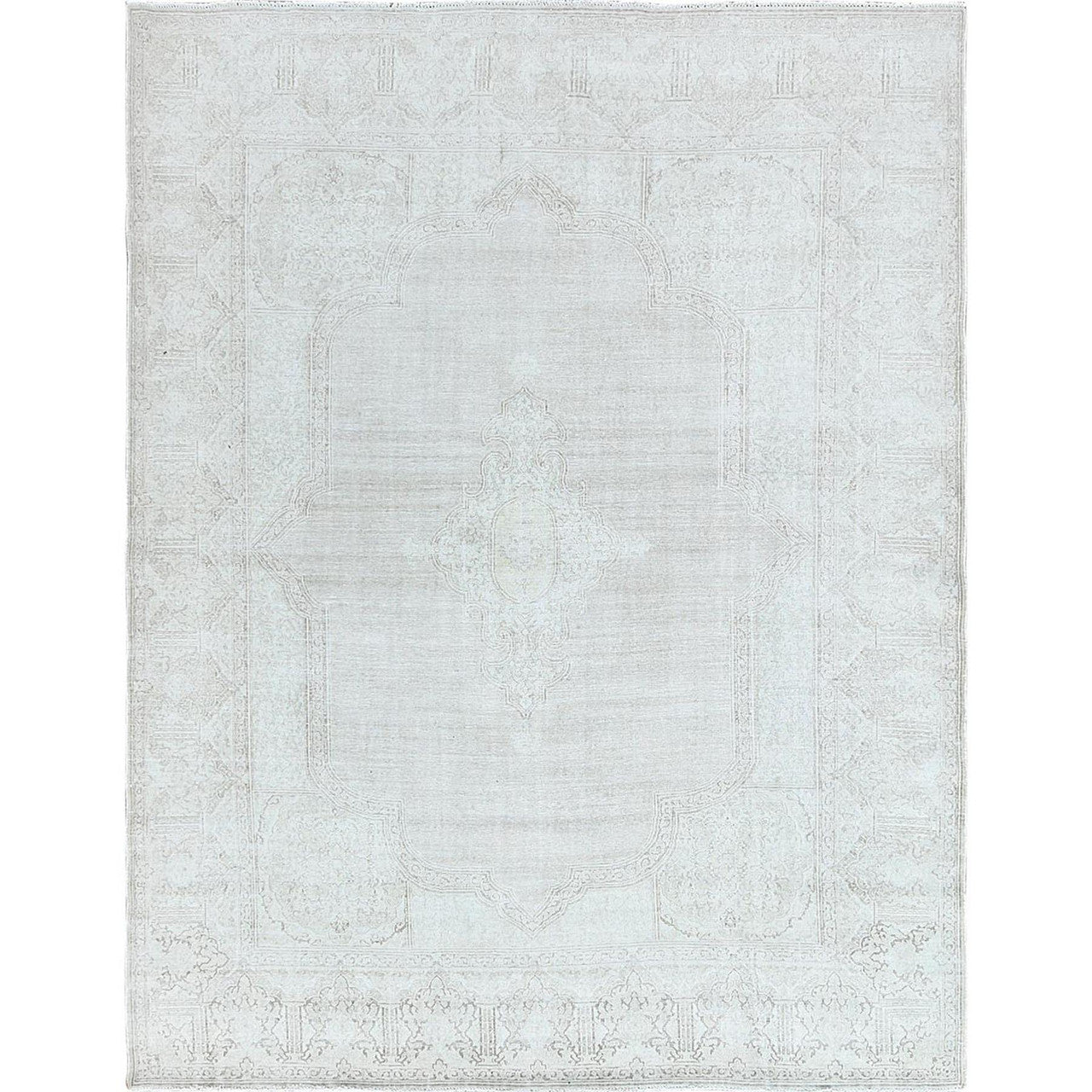 Ivory 9'6" x 12'5" Overdyed & Vintage Worn Hand knotted Wool Rug - Sku: O061793
