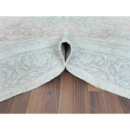 Overdyed & Vintage Worn Wool Hand Knotted Rug Ivory Gray 9.8X12.10 -O061795