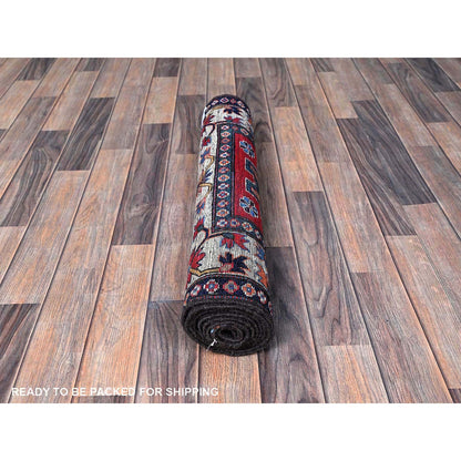 Kazak Wool Hand Knotted Rug Red 2.8x7.7 -O0617