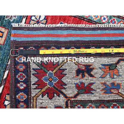 Kazak Wool Hand Knotted Rug Red 2.8x7.7 -O0617