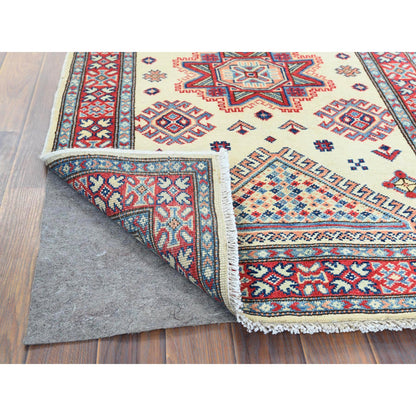 Kazak Wool Hand Knotted Rug Ivory Red 3.0X4.6 -O061808