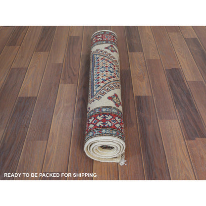 Kazak Wool Hand Knotted Rug Ivory Red 3.0X4.6 -O061808