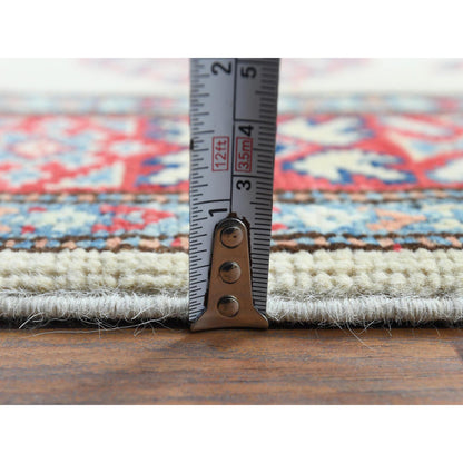 Kazak Wool Hand Knotted Rug Ivory Red 3.0X4.6 -O061808