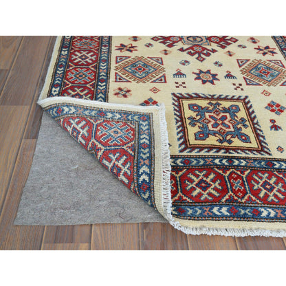 Kazak Wool Hand Knotted Rug Ivory Red 3.0X4.7 -O061809