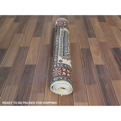 Kazak Wool Hand Knotted Rug Ivory Red 3.0X4.8 -O061810