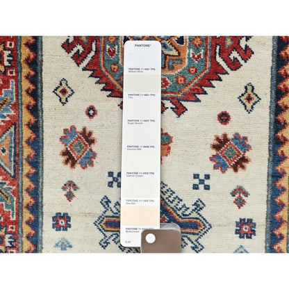 Kazak Wool Hand Knotted Rug Ivory Red 2.7X9.8 -O061826