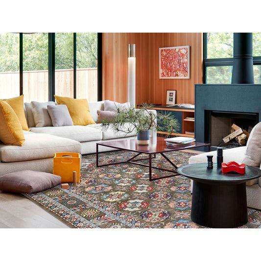 Kazak Wool Hand Knotted Rug Brown Gray 9.7X12.9 -O061830