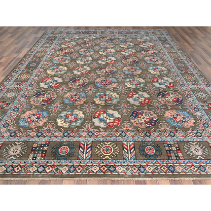 Kazak Wool Hand Knotted Rug Brown Gray 9.7X12.9 -O061830