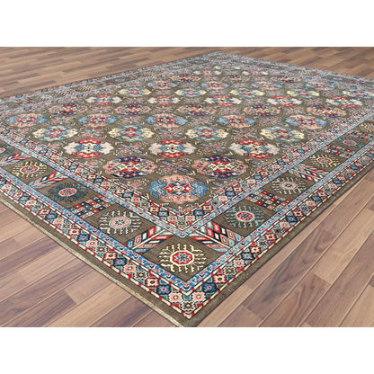 Kazak Wool Hand Knotted Rug Brown Gray 9.7X12.9 -O061830