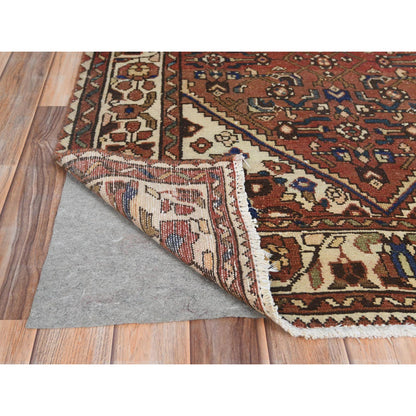 Overdyed & Vintage Worn Wool Hand Knotted Rug Brown Ivory 3.7X9.10 -O061858