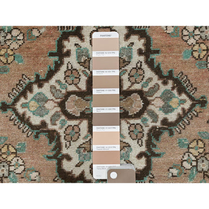 Overdyed & Vintage Worn Wool Hand Knotted Rug Brown Black 3.3X10.4 -O061859