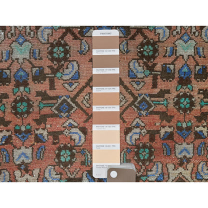 Overdyed & Vintage Worn Wool Hand Knotted Rug Brown Ivory 3.9X9.9 -O061860