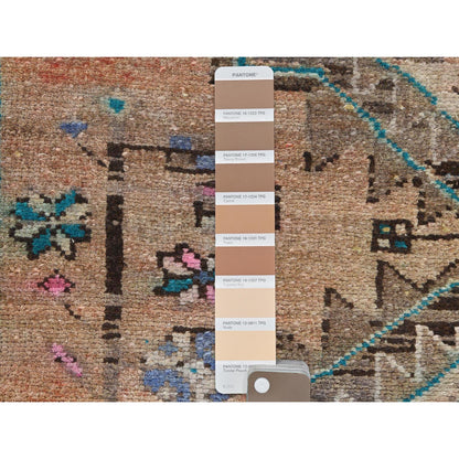 Overdyed & Vintage Worn Wool Hand Knotted Rug Brown Brown 3.4X9.3 -O061872