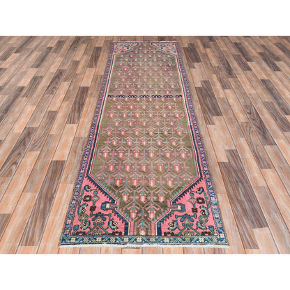 Overdyed & Vintage Worn Wool Hand Knotted Rug Pink Hot Pink 2.8X8.10 -O061884