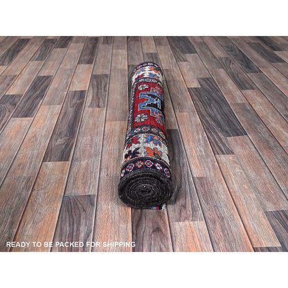 Kazak Wool Hand Knotted Rug Red 2.10x9.8 -O0618