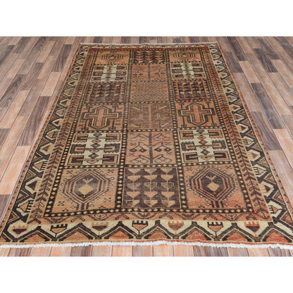 Overdyed & Vintage Worn Wool Hand Knotted Rug Brown Brown 4.9X7.4 -O061905