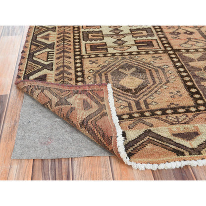 Overdyed & Vintage Worn Wool Hand Knotted Rug Brown Brown 4.9X7.4 -O061905