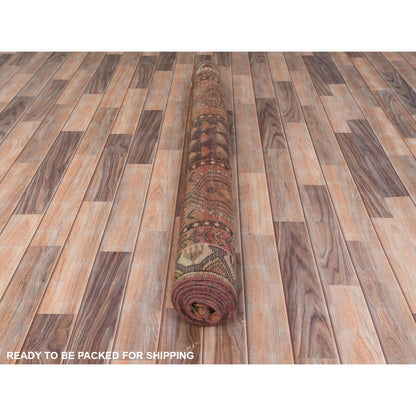 Overdyed & Vintage Worn Wool Hand Knotted Rug Brown Brown 4.9X7.4 -O061905