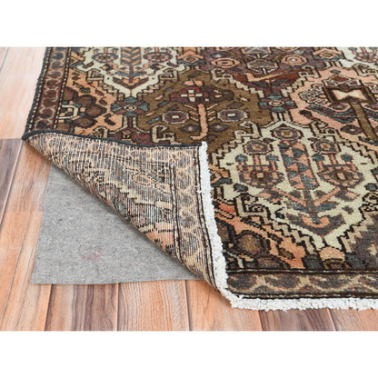 Overdyed & Vintage Worn Wool Hand Knotted Rug Brown Brown 5.7X8.5 -O061907