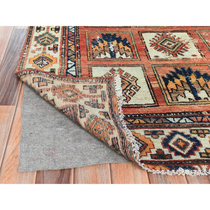 Overdyed & Vintage Worn Wool Hand Knotted Rug Brown Ivory 4.10X11.7 -O061918