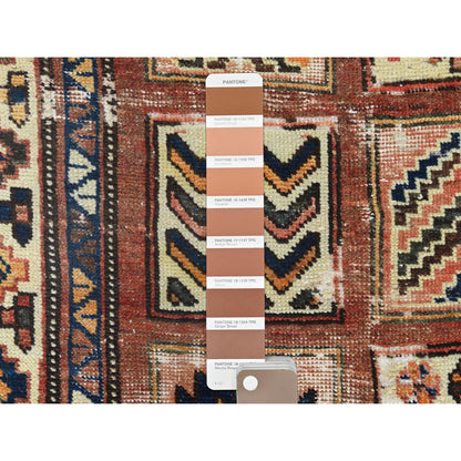 Overdyed & Vintage Worn Wool Hand Knotted Rug Brown Ivory 4.10X11.7 -O061918