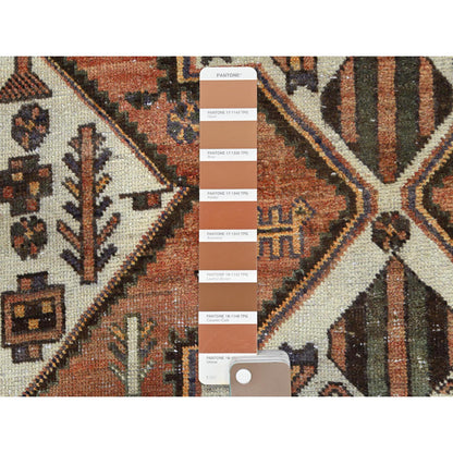 Overdyed & Vintage Worn Wool Hand Knotted Rug Brown Ivory 5.3X10.10 -O061919