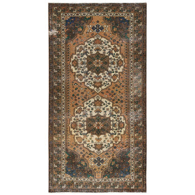 Overdyed & Vintage Worn Wool Hand Knotted Rug Brown Brown 5.0X9.7 -O061921
