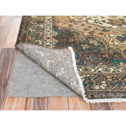Overdyed & Vintage Worn Wool Hand Knotted Rug Brown Brown 5.0X9.7 -O061921