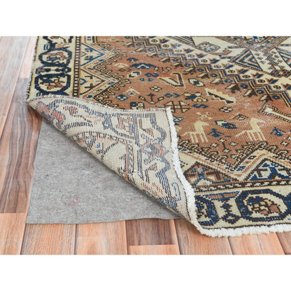 Overdyed & Vintage Worn Wool Hand Knotted Rug Brown Ivory 5.0X9.8 -O061922